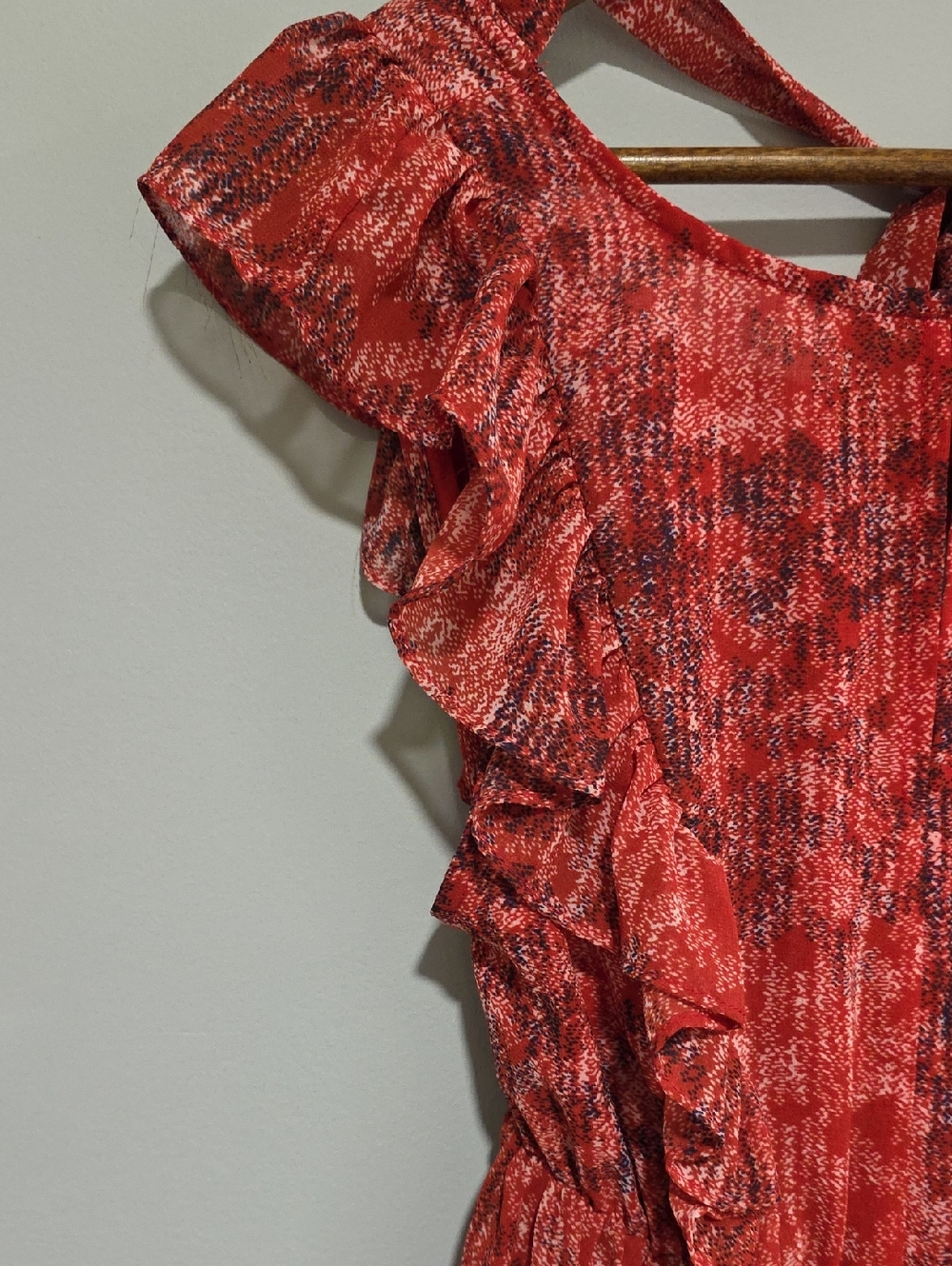 Fab RIK Red Floral Wide Leg Jumpsuit Flutter Sleeve Boho Romantic Small - Picture 5 of 9